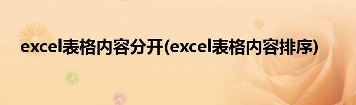 excel表格内容分开(excel表格内容排序)