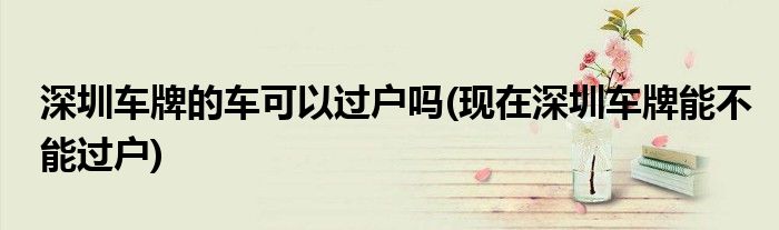 深圳车牌的车可以过户吗(现在深圳车牌能不能过户)