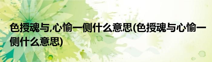 色授魂与,心愉一侧什么意思(色授魂与心愉一侧什么意思)