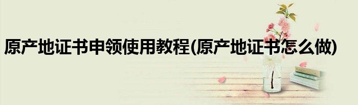 原产地证书申领使用教程(原产地证书怎么做)