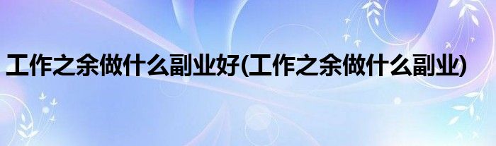 工作之余做什么副业好(工作之余做什么副业)