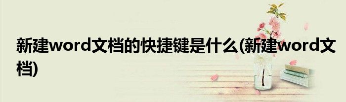 新建word文档的快捷键是什么(新建word文档)