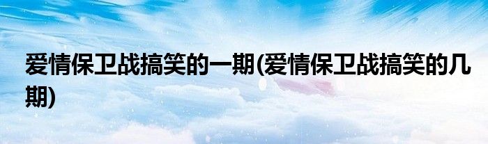 爱情保卫战搞笑的一期(爱情保卫战搞笑的几期)
