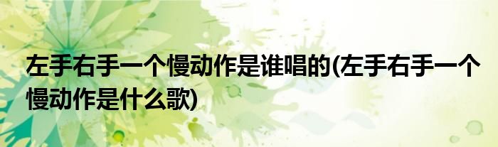 左手右手一个慢动作是谁唱的(左手右手一个慢动作是什么歌)