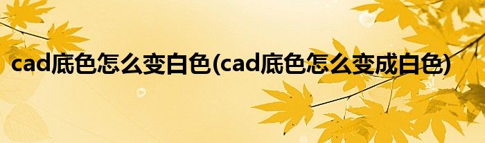 cad底色怎么变白色(cad底色怎么变成白色)
