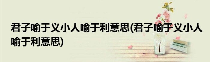 君子喻于义小人喻于利意思(君子喻于义小人喻于利意思)