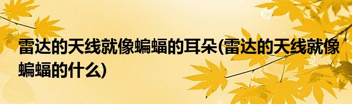 雷达的天线就像蝙蝠的耳朵(雷达的天线就像蝙蝠的什么)