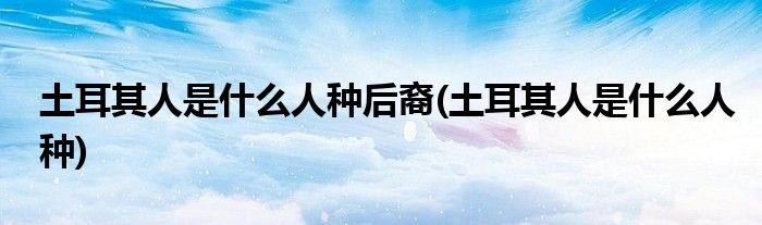 土耳其人是什么人种后裔(土耳其人是什么人种)
