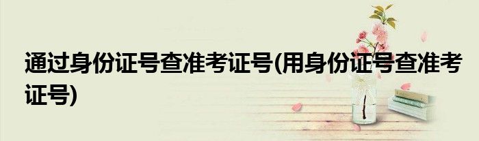通过身份证号查准考证号(用身份证号查准考证号)
