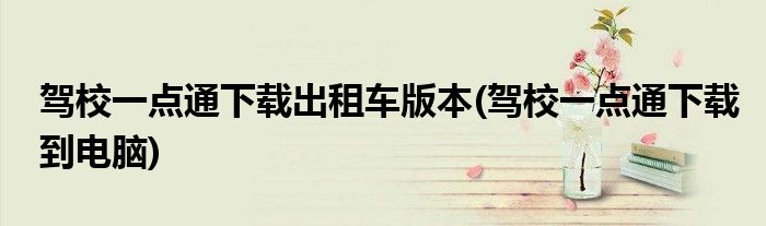 驾校一点通下载出租车版本(驾校一点通下载到电脑)