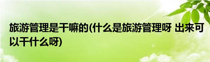 旅游管理是干嘛的(什么是旅游管理呀 出来可以干什么呀)