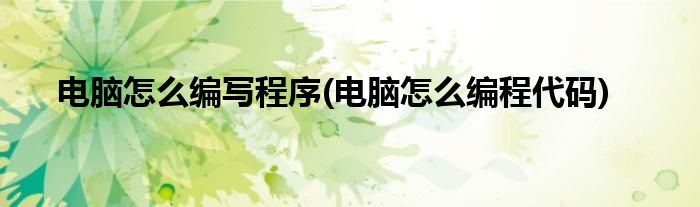 电脑怎么编写程序(电脑怎么编程代码)