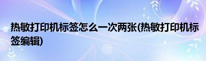 热敏打印机标签怎么一次两张(热敏打印机标签编辑)