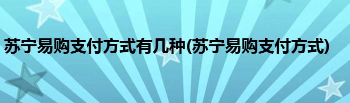 苏宁易购支付方式有几种(苏宁易购支付方式)