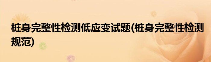 桩身完整性检测低应变试题(桩身完整性检测规范)