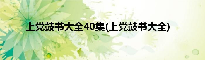 上党鼓书大全40集(上党鼓书大全)