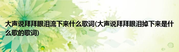 大声说拜拜眼泪流下来什么歌词(大声说拜拜眼泪掉下来是什么歌的歌词)