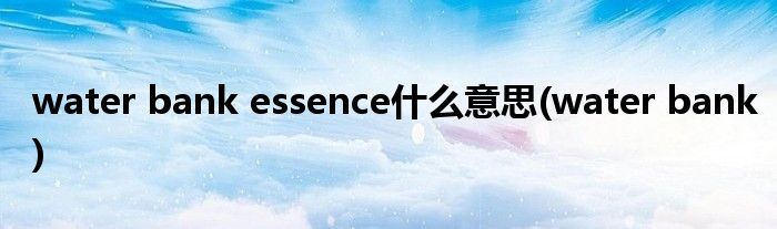 water bank essence什么意思(water bank)