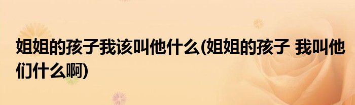 姐姐的孩子我该叫他什么(姐姐的孩子 我叫他们什么啊)