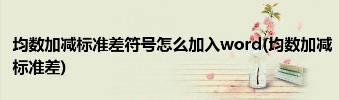 均数加减标准差符号怎么加入word(均数加减标准差)