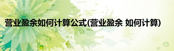 营业盈余如何计算公式(营业盈余 如何计算)