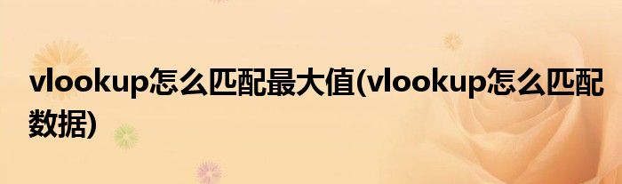 vlookup怎么匹配最大值(vlookup怎么匹配数据)
