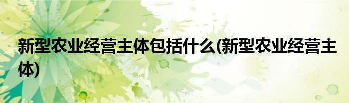 新型农业经营主体包括什么(新型农业经营主体)