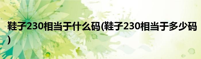 鞋子230相当于什么码(鞋子230相当于多少码)