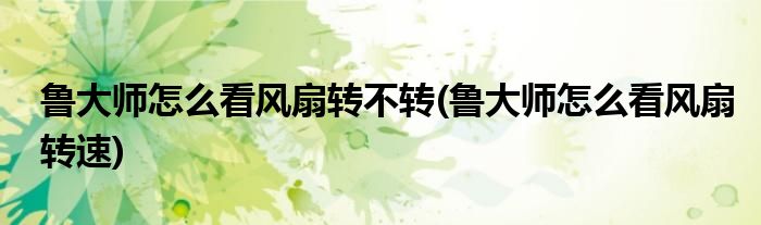 鲁大师怎么看风扇转不转(鲁大师怎么看风扇转速)