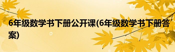 6年级数学书下册公开课(6年级数学书下册答案)