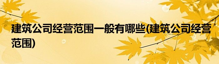 建筑公司经营范围一般有哪些(建筑公司经营范围)