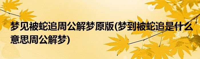 梦见被蛇追周公解梦原版(梦到被蛇追是什么意思周公解梦)