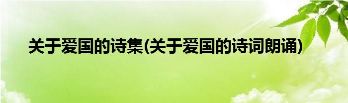关于爱国的诗集(关于爱国的诗词朗诵)