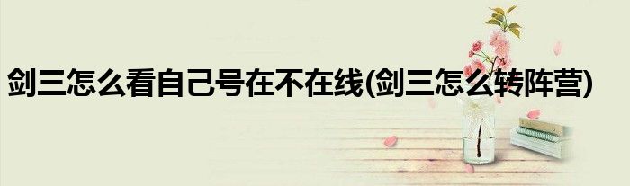 剑三怎么看自己号在不在线(剑三怎么转阵营)