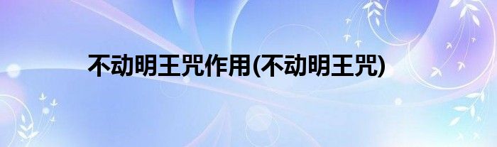 不动明王咒作用(不动明王咒)