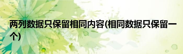 两列数据只保留相同内容(相同数据只保留一个)