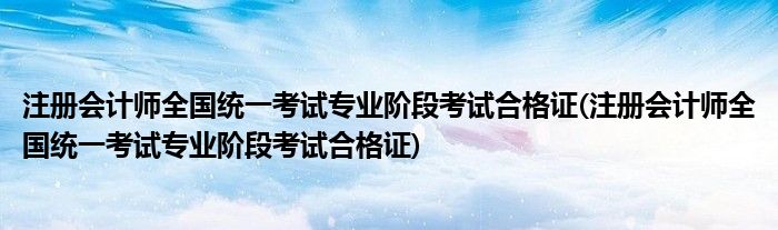 注册会计师全国统一考试专业阶段考试合格证(注册会计师全国统一考试专业阶段考试合格证)