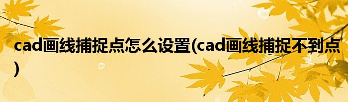 cad画线捕捉点怎么设置(cad画线捕捉不到点)