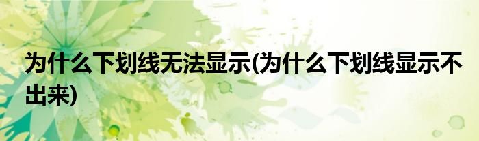 为什么下划线无法显示(为什么下划线显示不出来)