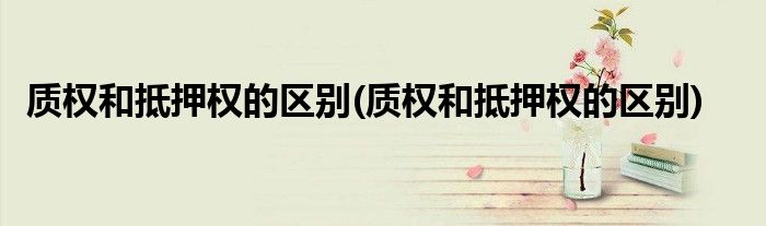 质权和抵押权的区别(质权和抵押权的区别)