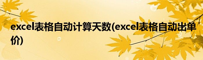 excel表格自动计算天数(excel表格自动出单价)