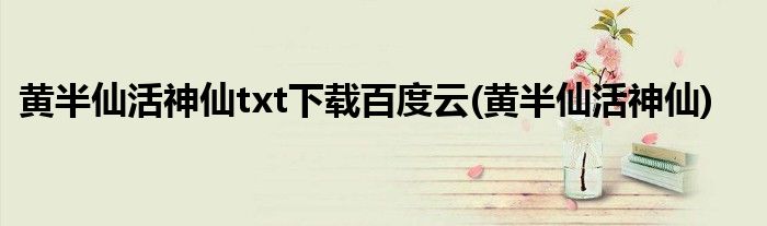 黄半仙活神仙txt下载百度云(黄半仙活神仙)