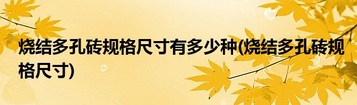 烧结多孔砖规格尺寸有多少种(烧结多孔砖规格尺寸)