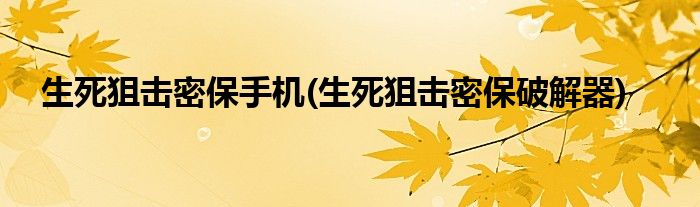 生死狙击密保手机(生死狙击密保破解器)