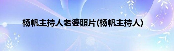 杨帆主持人老婆照片(杨帆主持人)