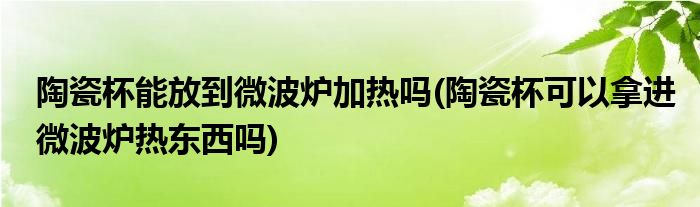 陶瓷杯能放到微波炉加热吗(陶瓷杯可以拿进微波炉热东西吗)