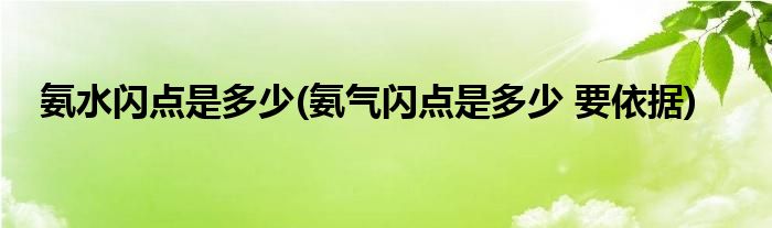 氨水闪点是多少(氨气闪点是多少 要依据)