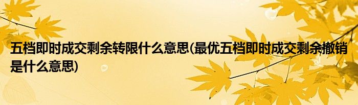 五档即时成交剩余转限什么意思(最优五档即时成交剩余撤销是什么意思)