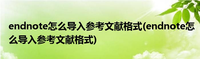 endnote怎么导入参考文献格式(endnote怎么导入参考文献格式)