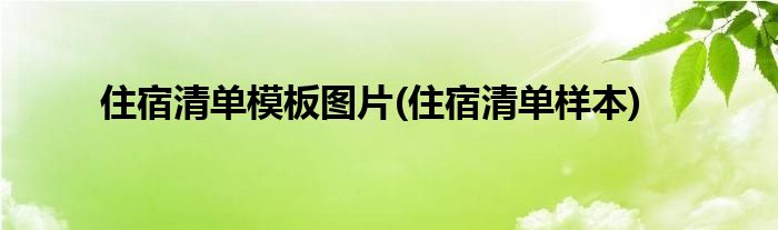 住宿清单模板图片(住宿清单样本)